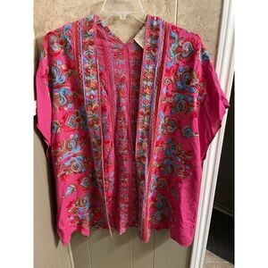 California Moonrise Hot‎ Pink Embroidered Wrap One Size